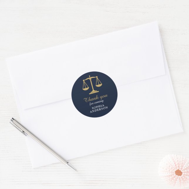 Scales of Justice Navy Graduation Envelope Seal (Envelope)