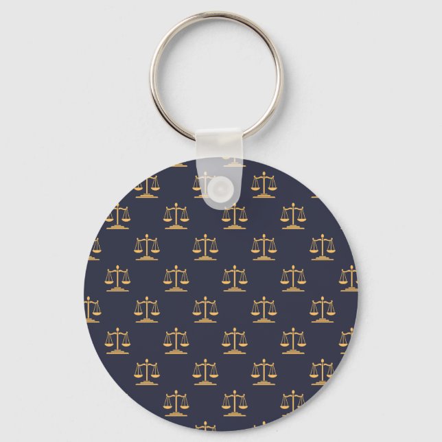 Scales of Justice on a Navy background Keychain (Front)