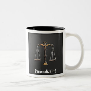 Scales of Justice on Ebony - PERSONALIZE IT! Two-Tone Coffee Mug