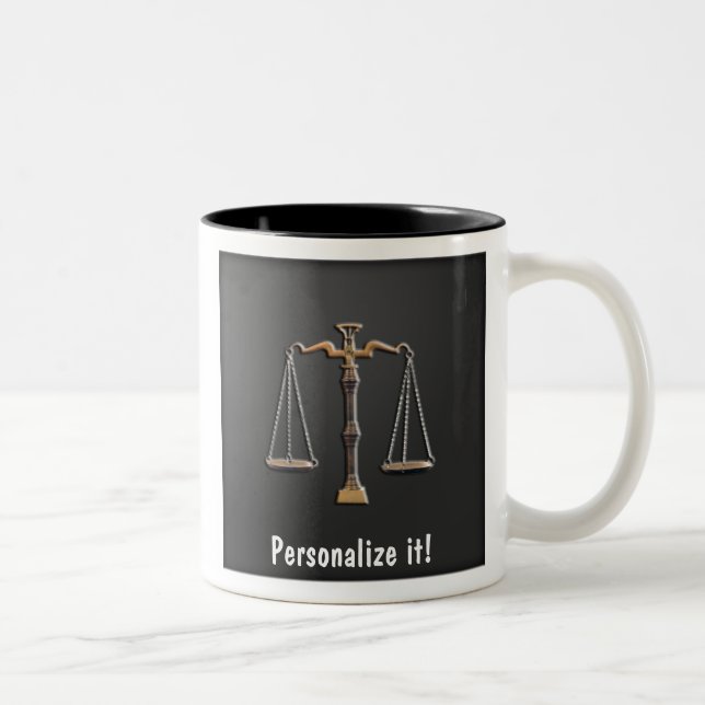 Scales of Justice on Ebony - PERSONALIZE IT! Two-Tone Coffee Mug (Right)