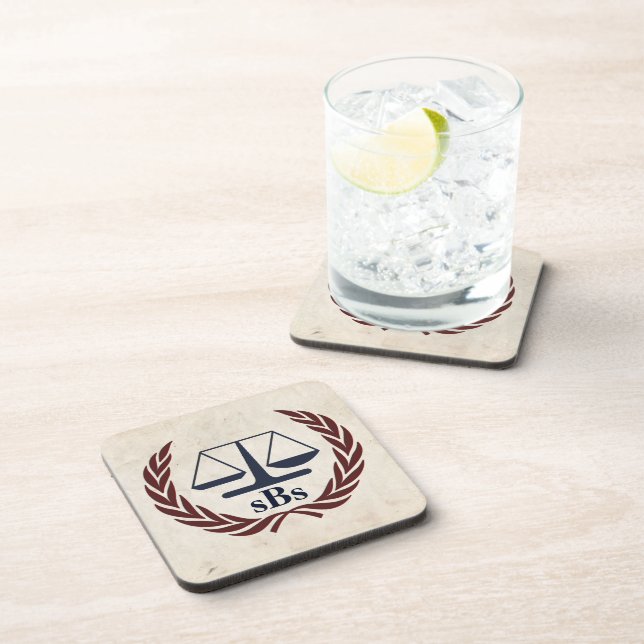Scales of Justice Personalized Lawyer Gifts Coaster (Right Side)