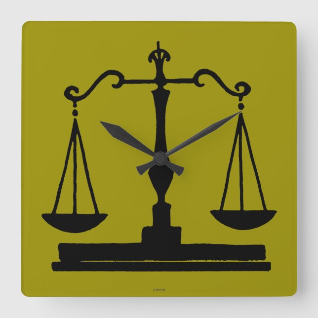 Scales Of Justice Square Wall Clock (Front)