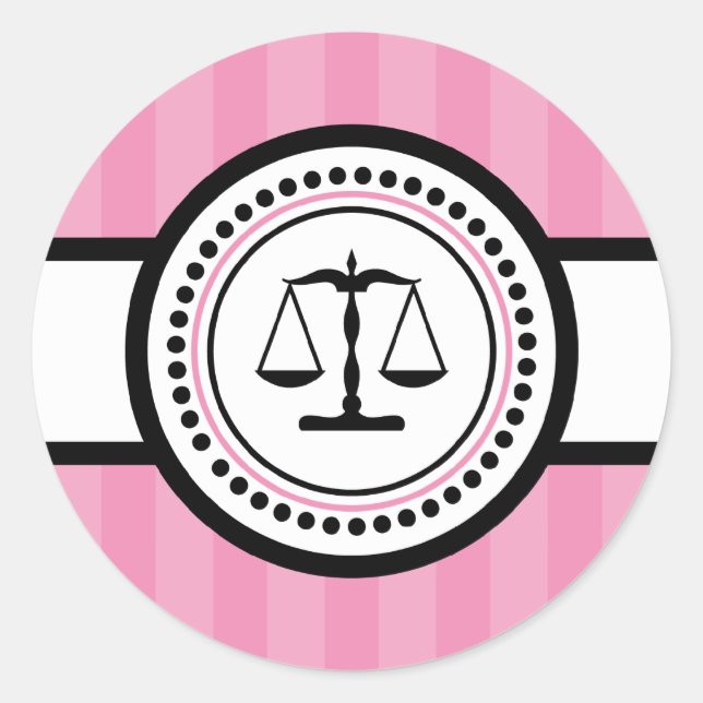 Scales Of Justice Stripes Étiquette (Rose) (Devant)