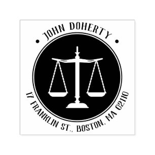 Scales of Justice Symbol Round Address Self-inking Stamp
