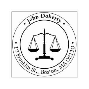 Scales of Justice Symbol Round return address Self-inking Stamp