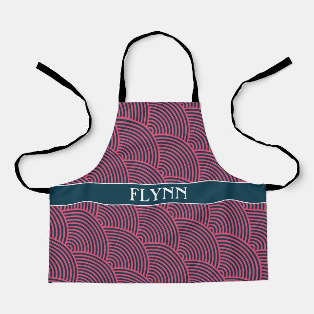 Scales Pink Blue Minimal Pattern Apron (Front)