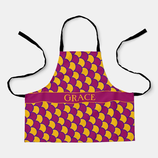 Scales Pink Yellow Minimal Pattern Apron (Front)