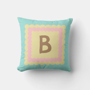 Scallop Alphabet Monogram Scalloped design pastel Throw Pillow