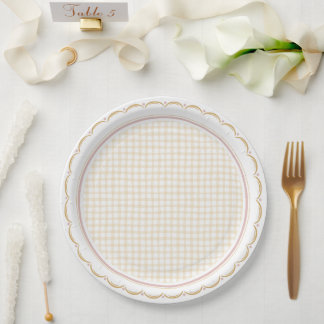 Scallop and Check Paper Plates