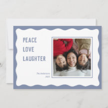 Scallop blue frame happy holidays Christmas Card