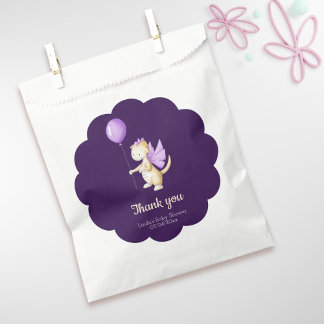 Scallop Dark Purple Dragon Theme Baby Shower Favour Bag