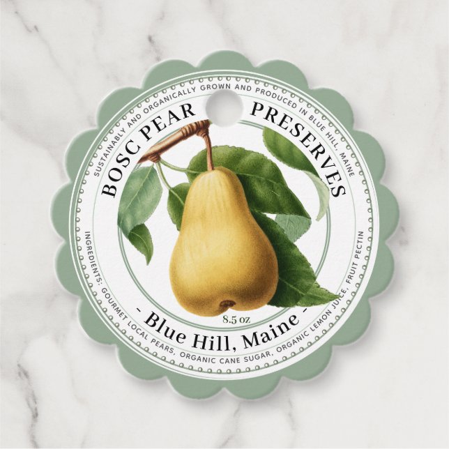 Scallop Elegant Pear Preserves Gift Tag Pale Green (Front)
