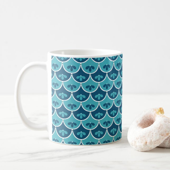 Scallop Floral Custom Colours Coffee Mug (With Donut)