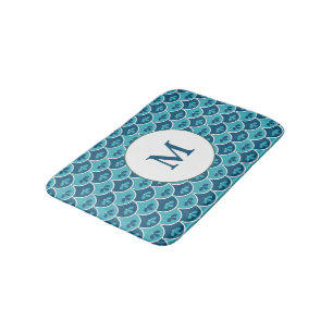 Scallop Floral Custom Colours Monogrammed Bath Mat