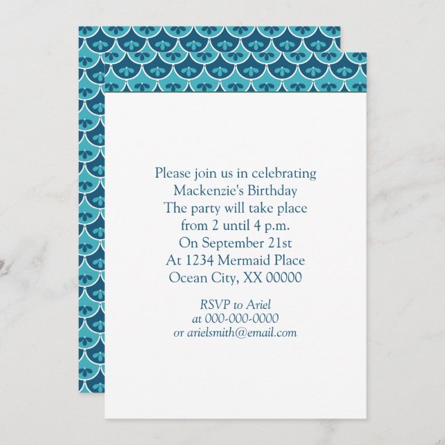 Scallop Floral Pattern Custom Colours Party Invitation (Front/Back)