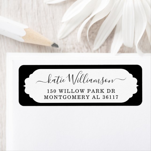 Scallop Frame Personalized Calligraphy Black (Insitu)