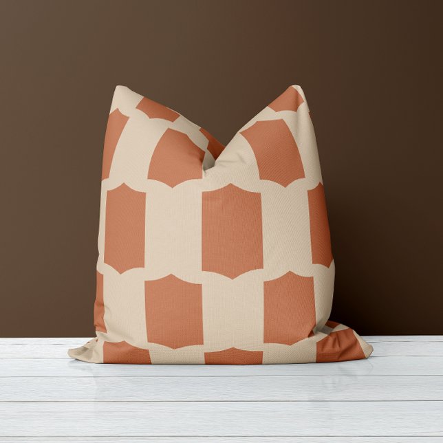 Scallop Grid Clay & Dust Throw Pillow (Creator Uploaded)