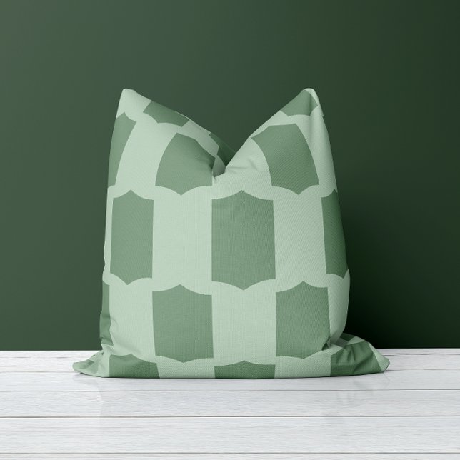 Scallop Grid Garden Sage & Moss Green Throw Pillow (Creator Uploaded)