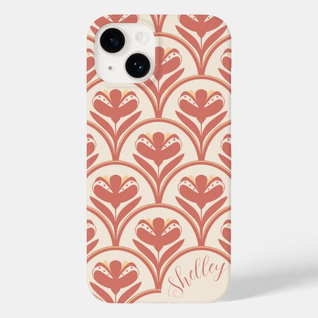 Scallop Pattern Terracotta Ivory Iphone Case (Back)