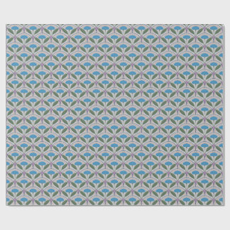 Scallop Pattern with Blue Bloom Wrapping Paper