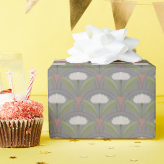 Scallop Pattern with White Bloom  Wrapping Paper