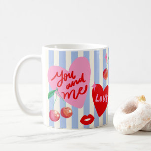 Scallop Photo Frame Hearts Cherries Lips Love Cute Coffee Mug