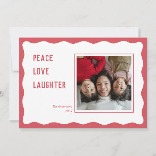 Scallop red frame happy holidays Christmas Card