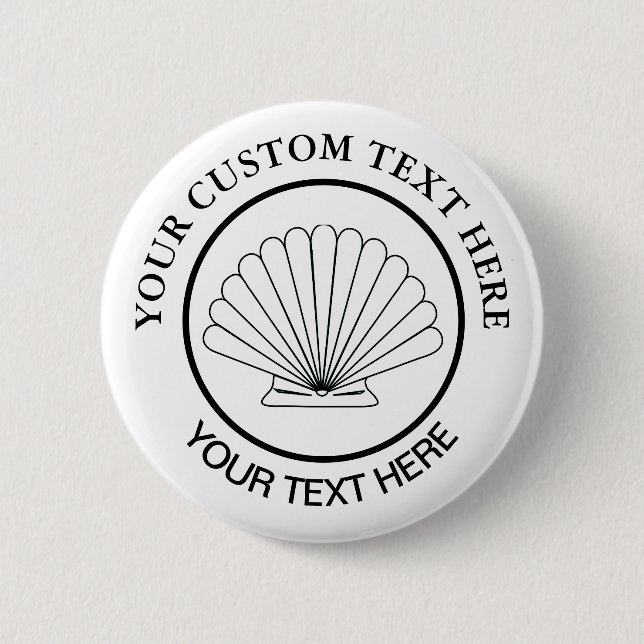 Scallop Seashell Custom Logo 2 Inch Round Button (Front)