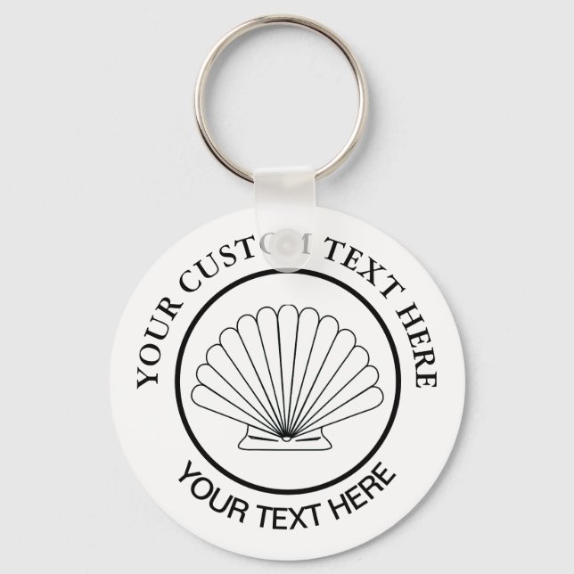 Scallop Seashell Custom Logo Keychain (Front)