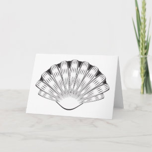 Scallop Seashell Minimalist Black and White Card