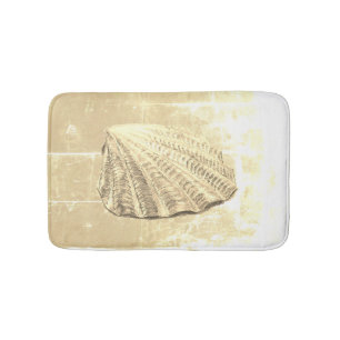 Scallop Seashell on Sand Bath Mat