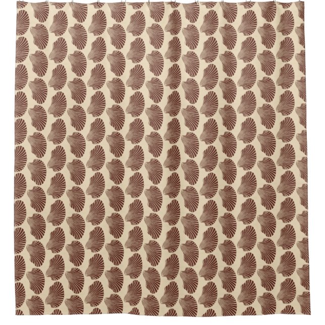 Scallop Shell Block Print, Brown and Beige (Front)