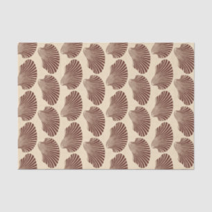Scallop Shell Block Print, Brown and Beige Tissue Paper