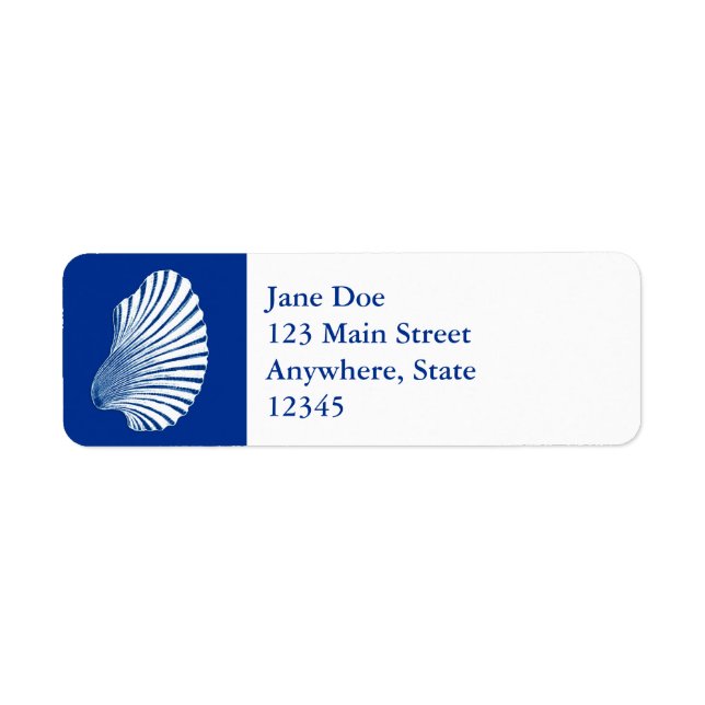 Scallop Shell Block Print, Cobalt Blue and White (Front)