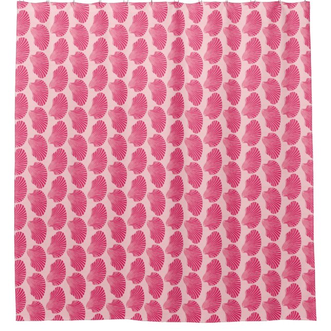 Scallop Shell Block Print, Fuchsia and Pale Pink (Front)