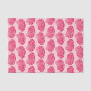 Scallop Shell Block Print, Fuchsia and Pale Pink Tissue Paper