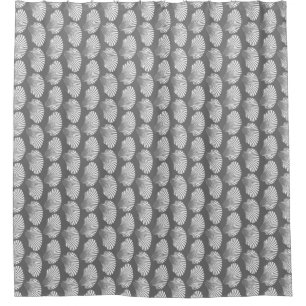 Scallop Shell Block Print, Grey and White