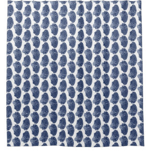 Scallop Shell Block Print, Indigo and White