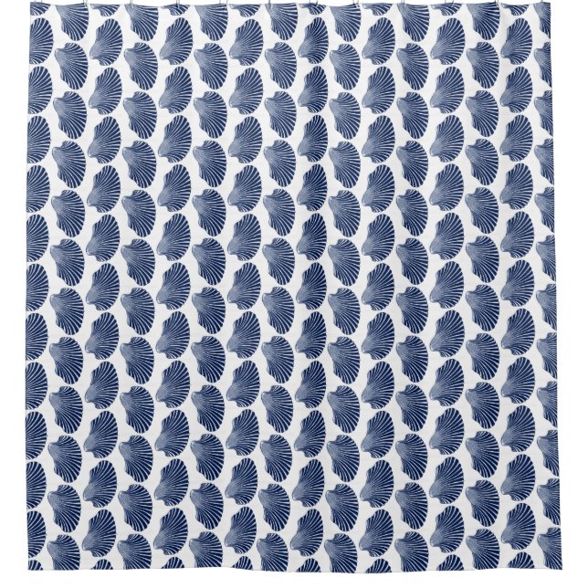 Scallop Shell Block Print, Indigo and White (Front)