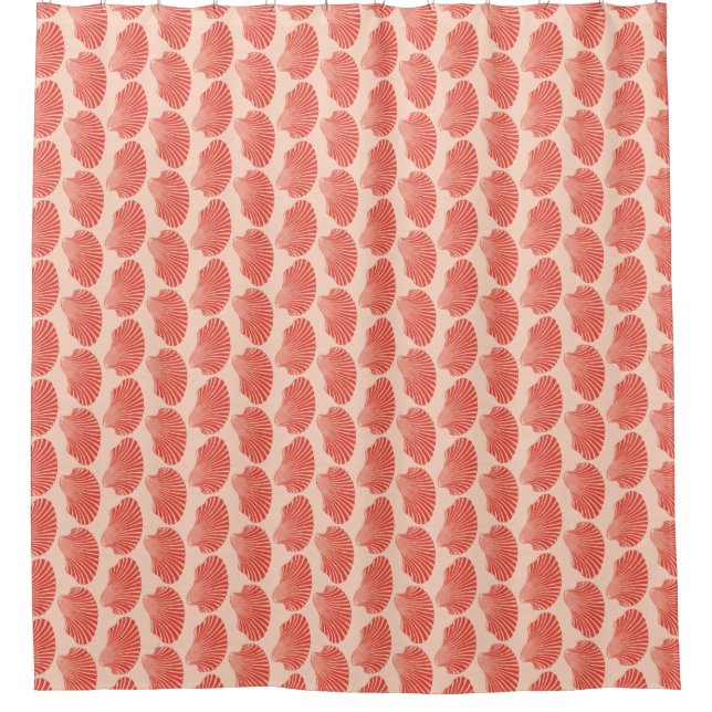 Scallop Shell Block Print, Light Coral Orange (Front)