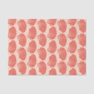 Scallop Shell Block Print, Light Coral Orange Tissue Paper