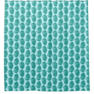 Scallop Shell Block Print, Turquoise and Aqua