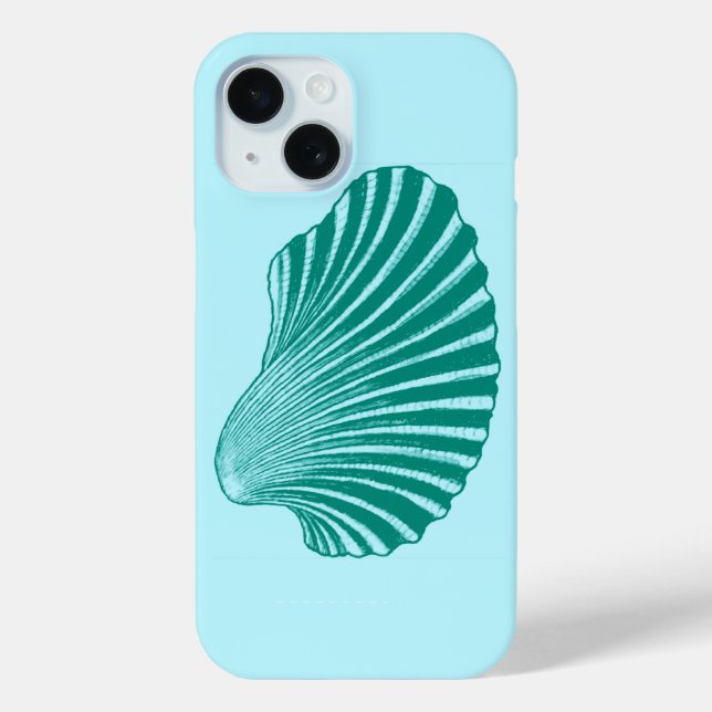 Scallop Shell Block Print, Turquoise and Aqua Case-Mate iPhone Case (Back)