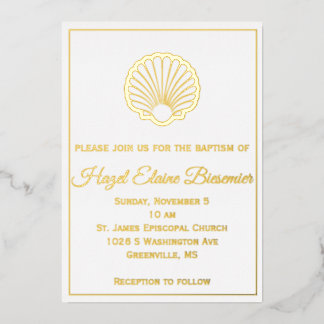 Scallop Shell Bordered Foil Invitation