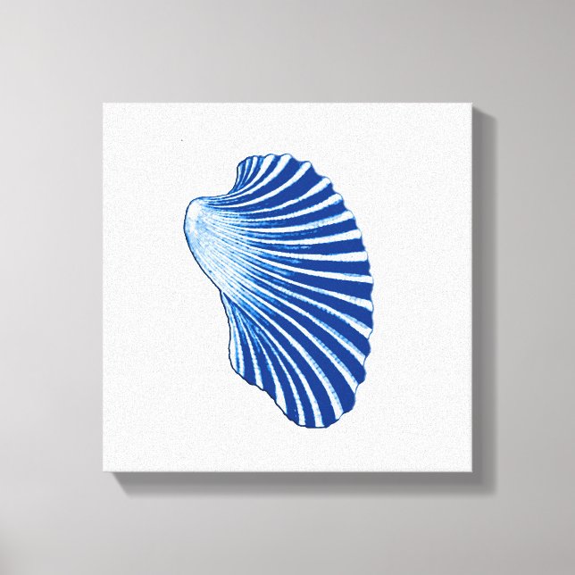 Scallop Shell, Indigo Blue and White Canvas Print (Front)