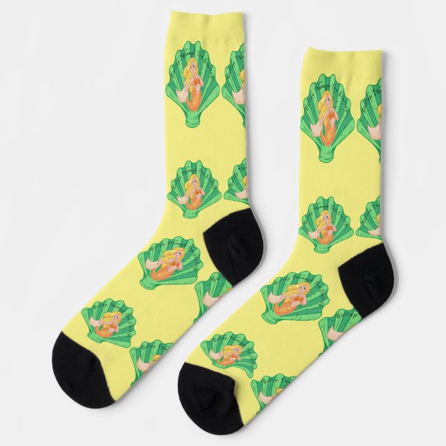 Scallop Shell Mermaid Thunder_Cove   Socks (Left)