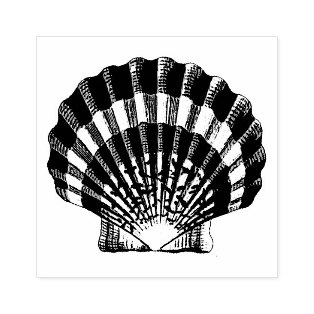 Scallop Shell Vintage Illustration Rubber Stamp (Imprint)