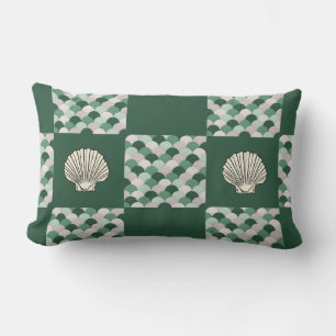 Scallop Shell with Geometric Scallop Pattern Lumbar Pillow
