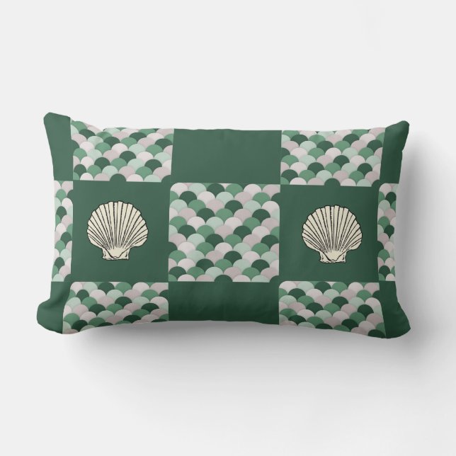 Scallop Shell with Geometric Scallop Pattern  Lumbar Pillow (Front)