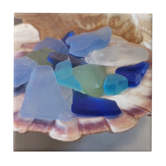 Scallop Shell With Sea Glass Tile (Front)